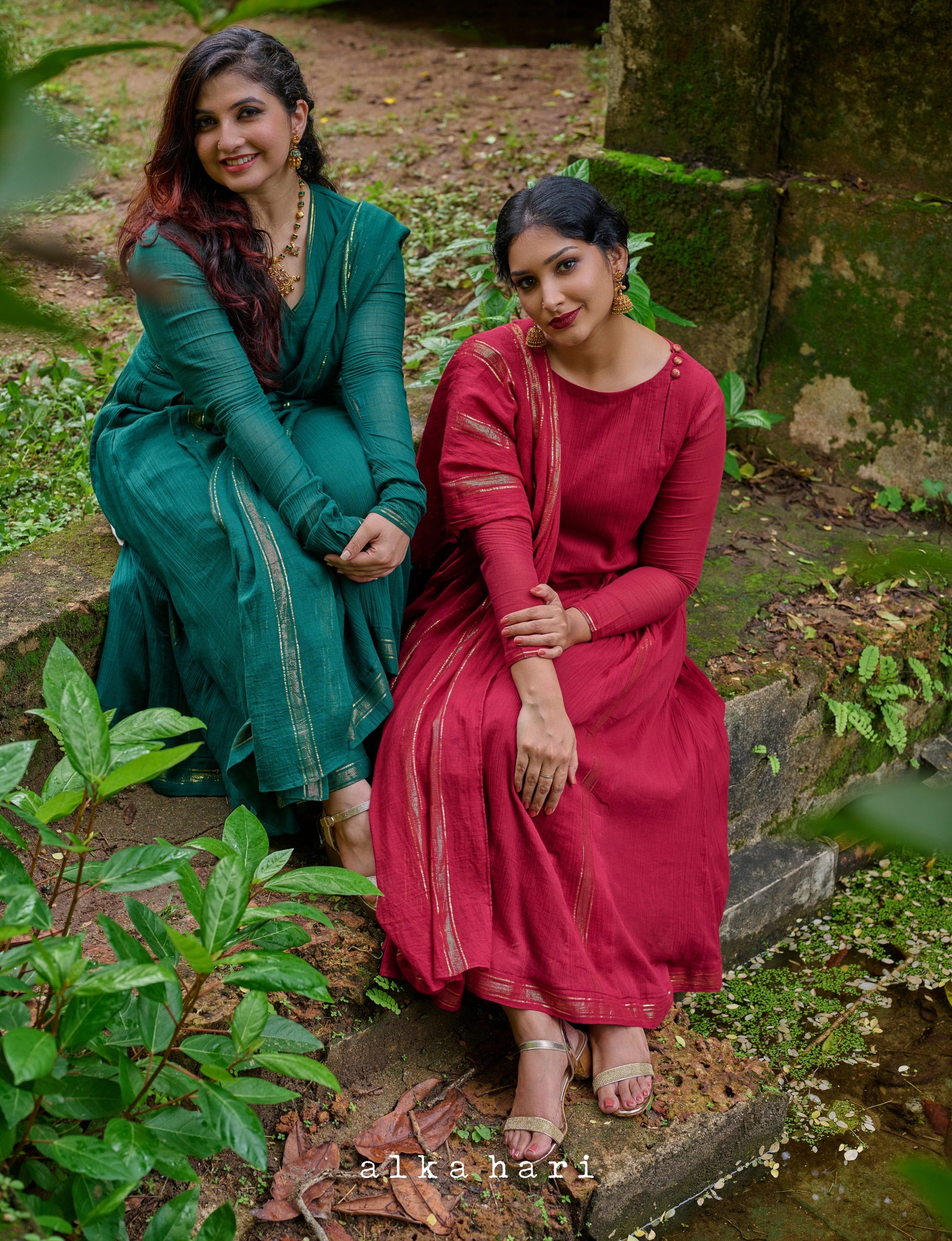 Bottle Green Anarkali